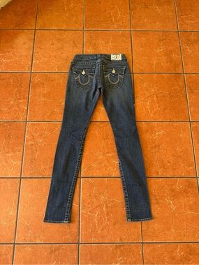 True Religion Joey Skinny Jeans Women’s Size 25 Dark Wash Flap Pocket Y2K USA